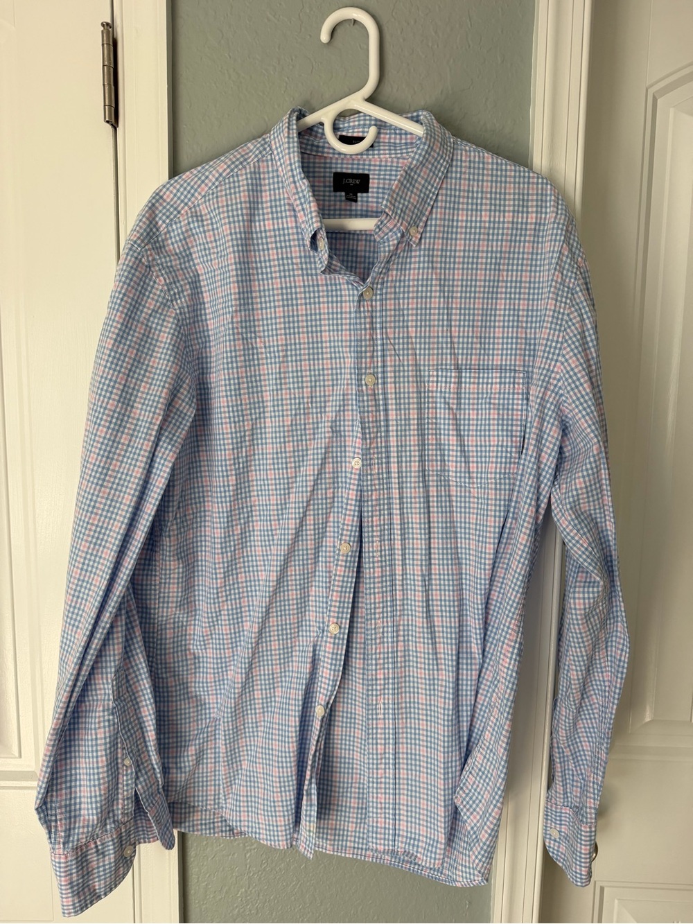 J. Crew Blue and Pink Plaid Button-Down Shirt